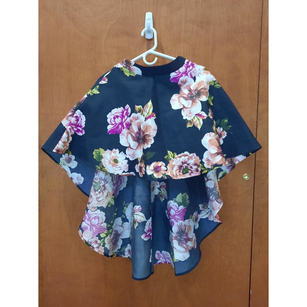Girl's Navy Blue Floral Hi-low Skirt - Size 10
